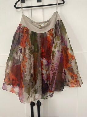 Edme & Esyllte for Anthropologie 100% Silk Watercolor Pleated Skirt – Size 12